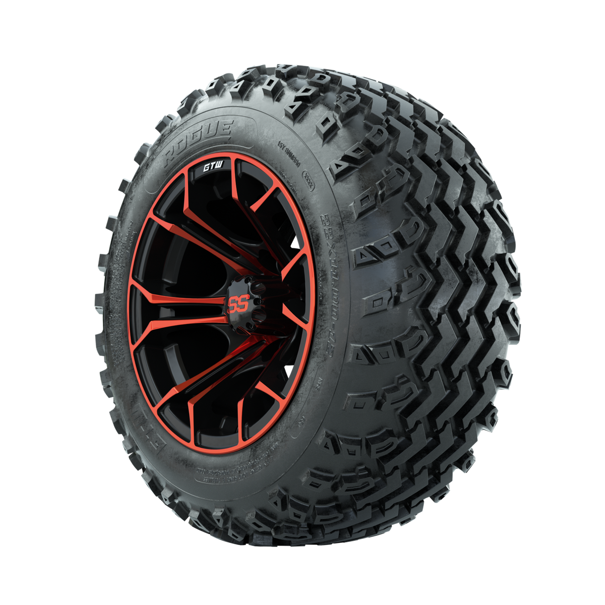 GTW Spyder Red/Black 12 in Wheels with 22x11.00-12 Rogue All Terrain Tires – Full Set