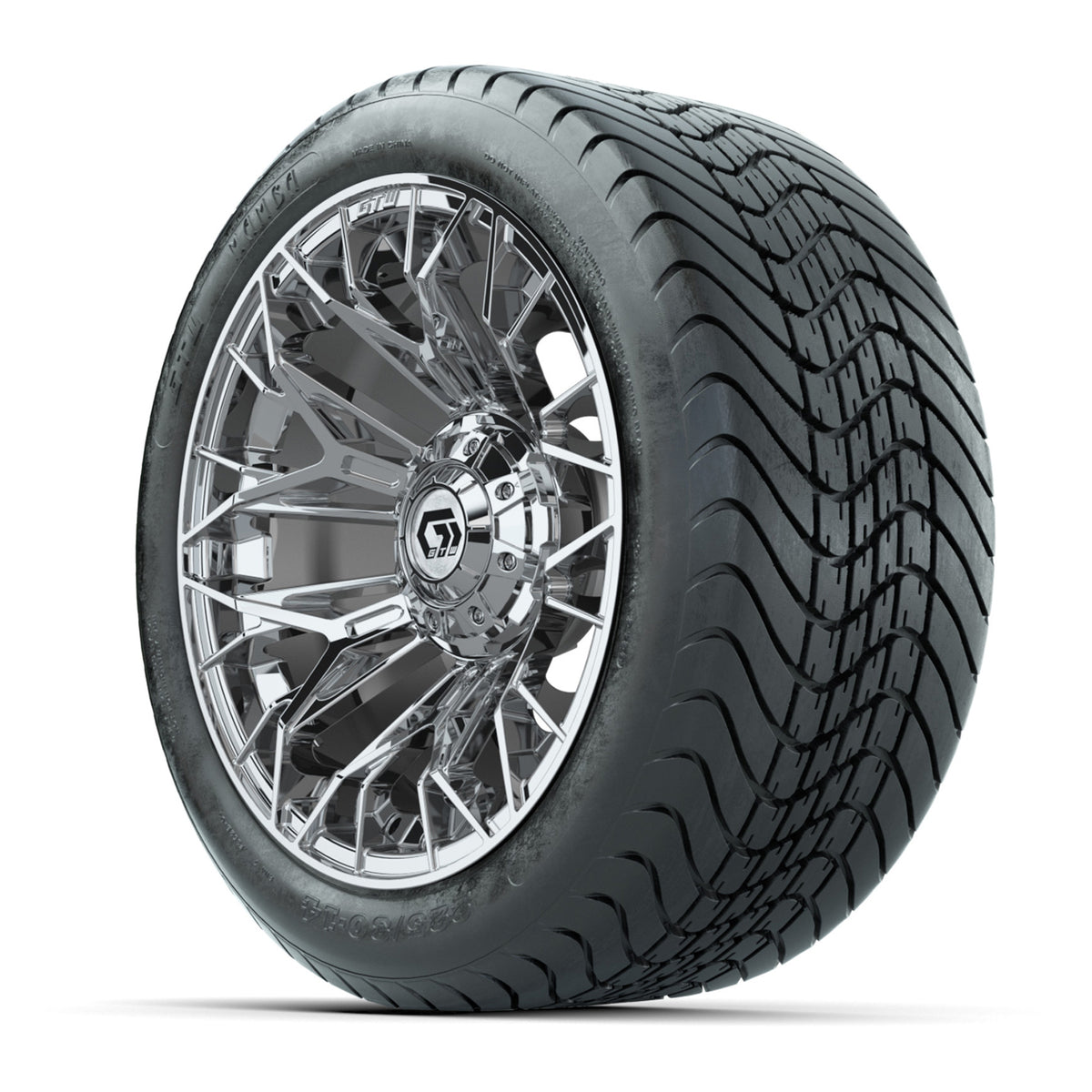 Set of (4) 14" GTW® Stellar Chrome Wheels with 225/30-14 Mamba Street Tire