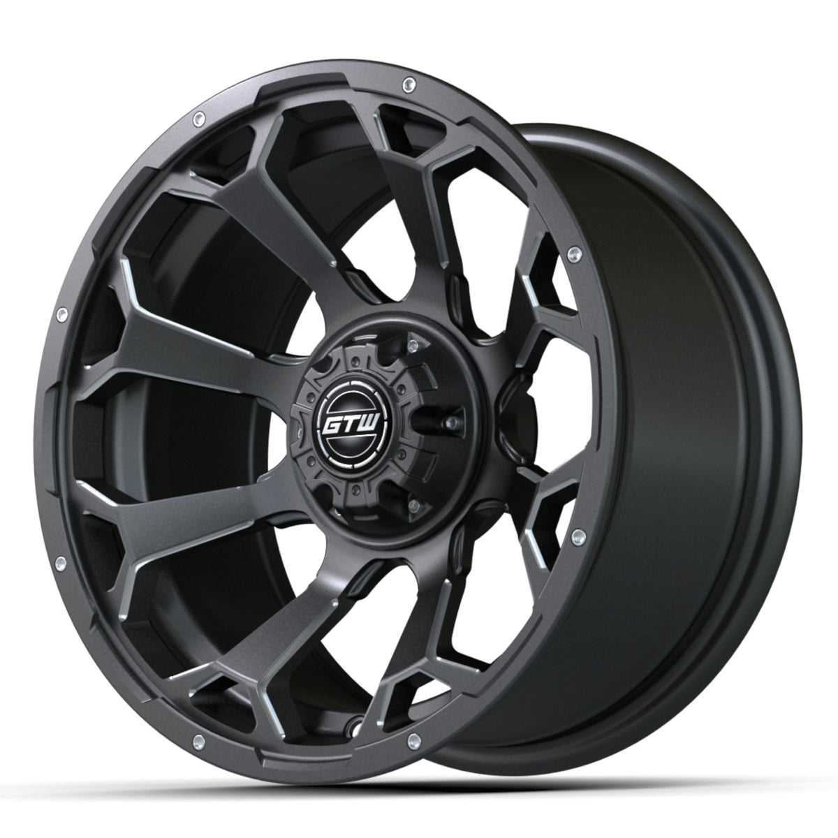 RAVEN WHEEL, 14X7, MATTE GRAY/BALL MILL