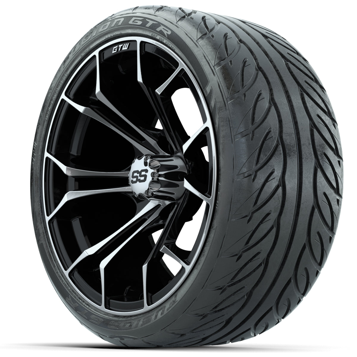 GTW Spyder Machined/Black 15" Wheels with 215/40-R15 Fusion GTR Street Tires Full Set