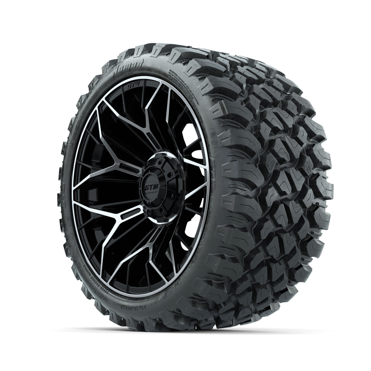 GTW Stellar Machined & Black 15" Wheels with 23x10-R15 Nomad All-Terrain Tires - Set of 4