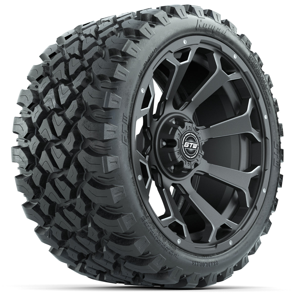 GTW Raven Matte Gray 15" Wheels with 23x10-R15 Nomad All-Terrain Tires - Set of 4