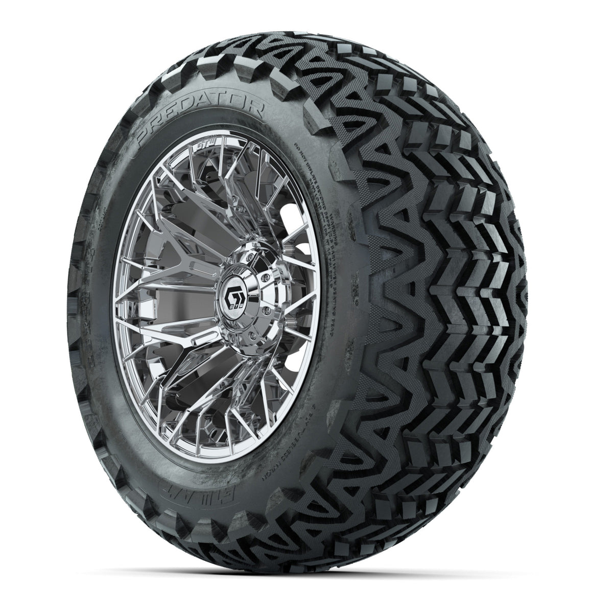Set of (4) 14" GTW® Stellar Chrome Wheels with 23x10-14 Predator All-Terrain Tires