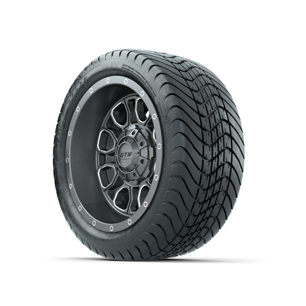 GTW Volt Gunmetal/Machined 12" Wheels with 215/35-12 Mamba Street Tires Full Set