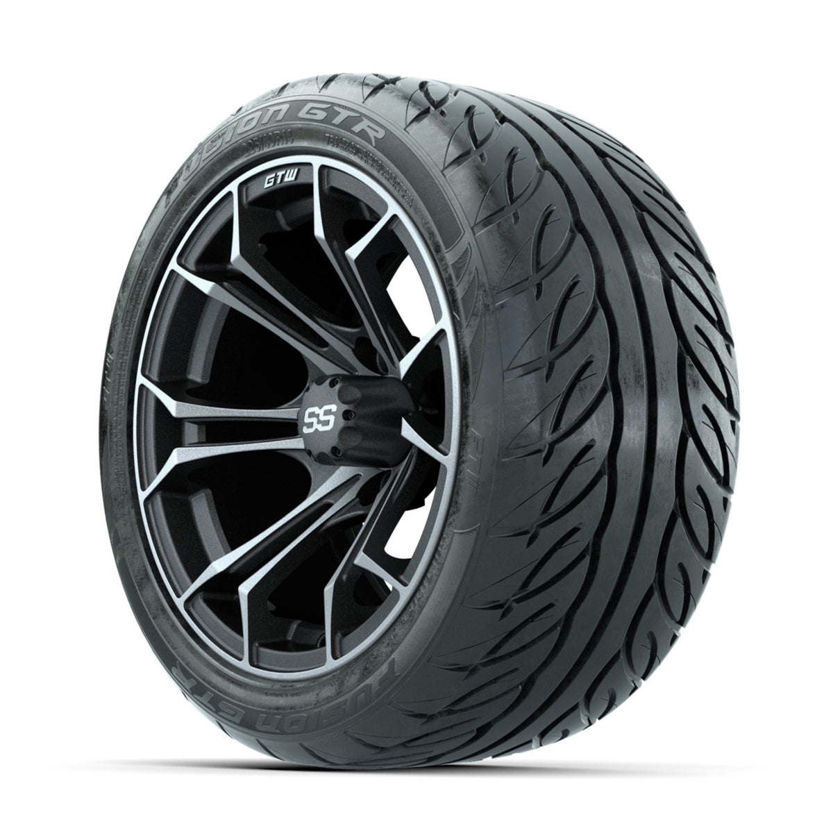 GTW Spyder Matte Grey 14 in Wheels with 225/40-R14 Fusion GTR Street Tires Full Set