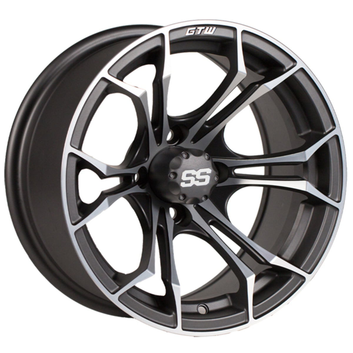 SPYDER WHEEL, 14X7 MATTE MACH/GRAY W/SS CAP