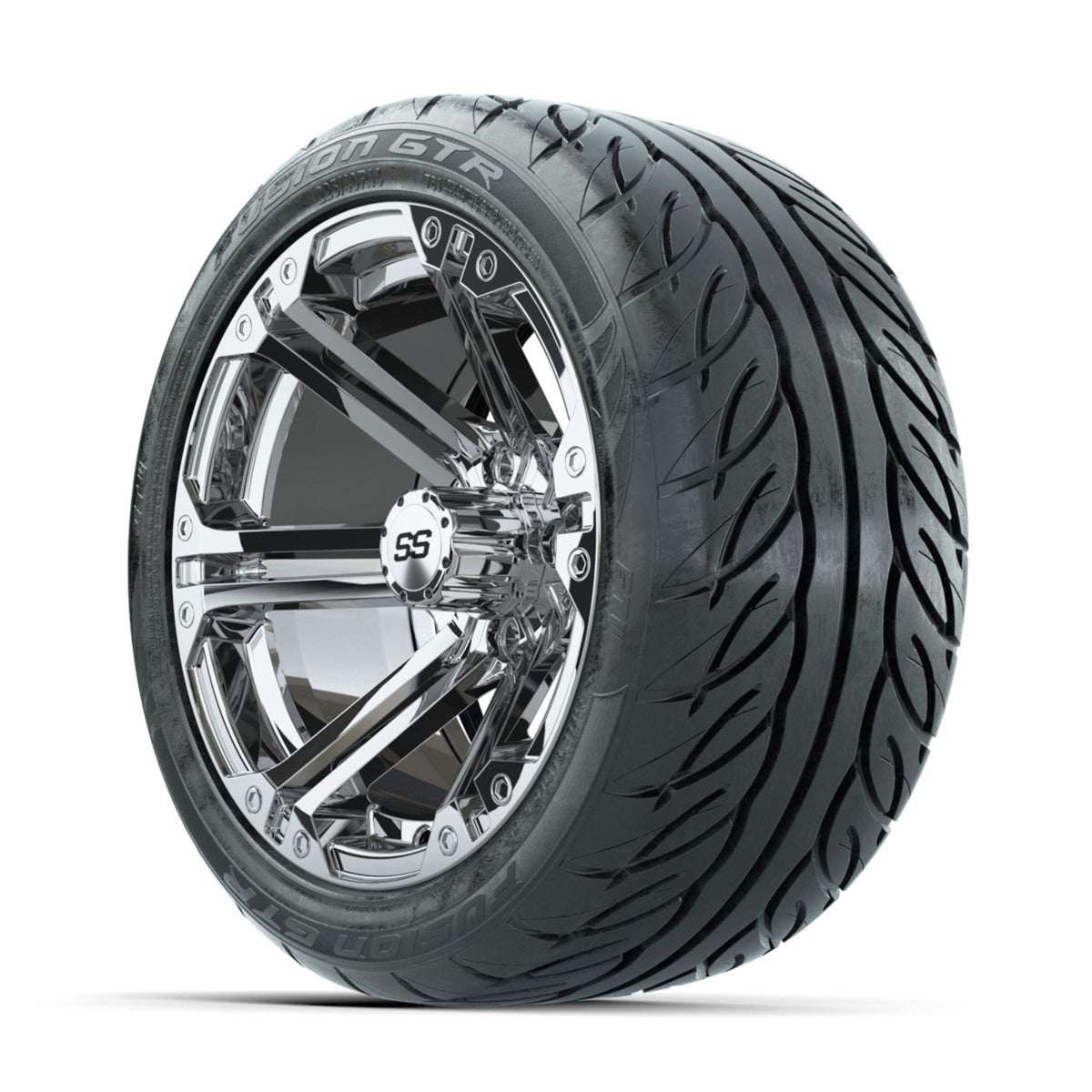 GTW Specter Chrome 14 in Wheels with 225/40-R14 Fusion GTR Street Tires Full Set