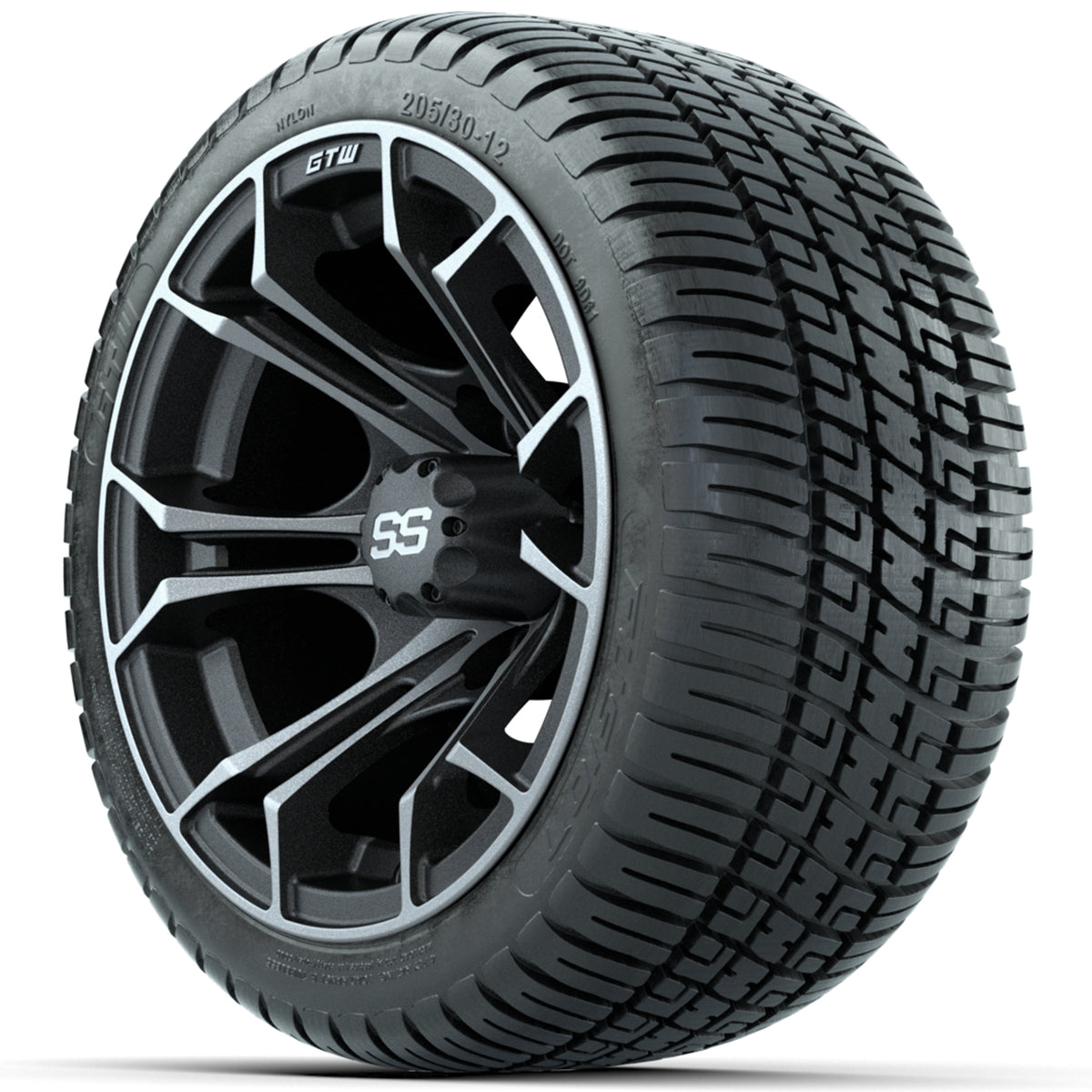 Set of (4) 12" GTW Spyder Wheels with 205/30-12 GTW Fusion Street Tires