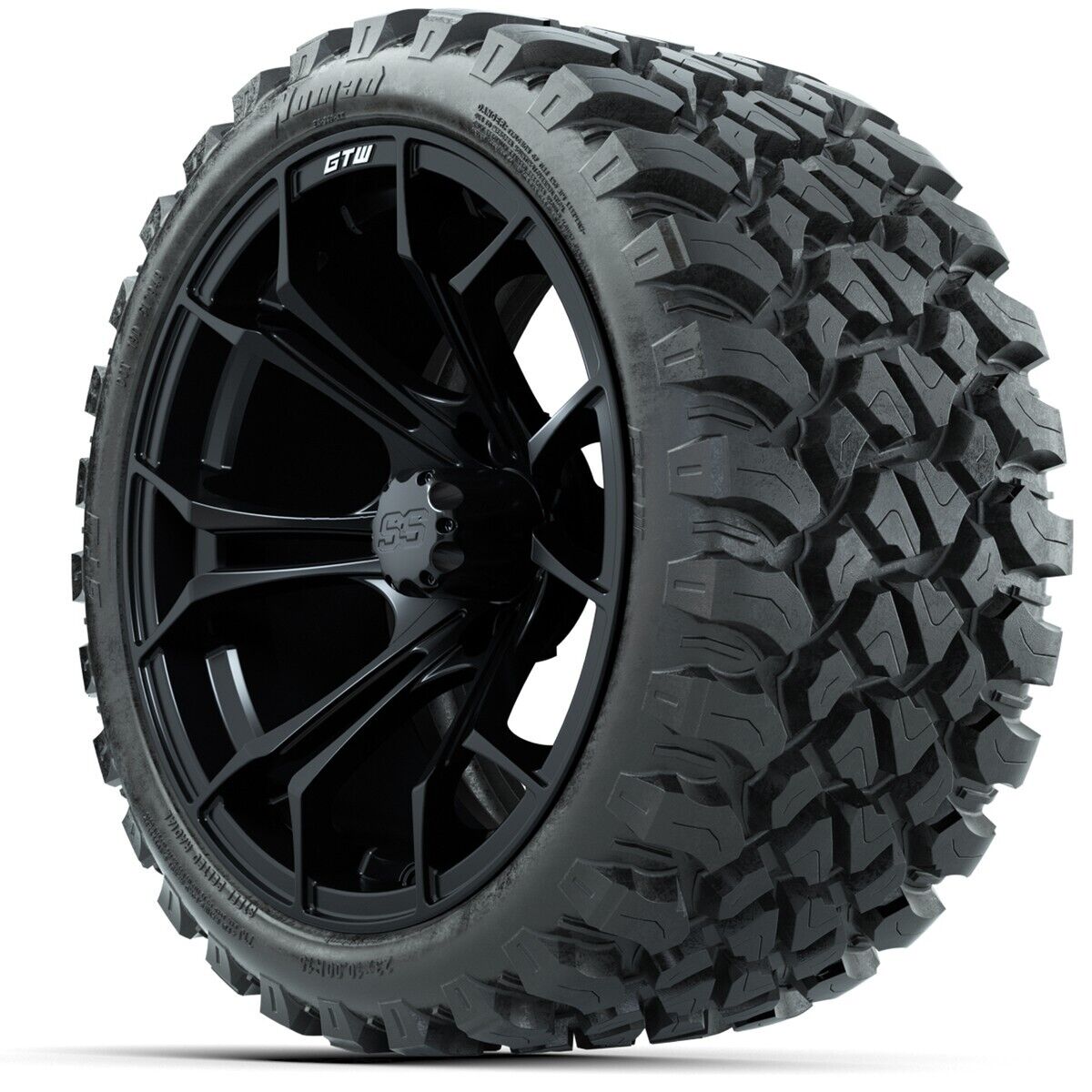 GTW Spyder Matte Black 15" Wheels with 23x10-R15 Nomad All-Terrain Tires - Set of 4