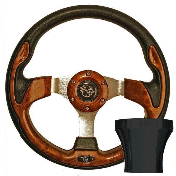 STEERING WHEEL KIT, WOODGRAIN/RALLY 12.5 W/BLACK ADAPTER, YA