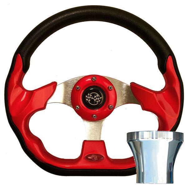 STEERING WHEEL KIT, RED/RACE 12.5 W/CHROME ADAPTER, YAMAHA