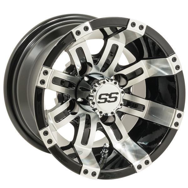 GTW Tempest 10x7 Machined Black Golf Cart Wheel (Single)