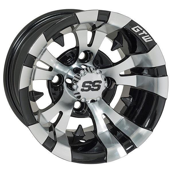 GTW Vampire 10x7 Machined Black Golf Cart Wheel (Single)