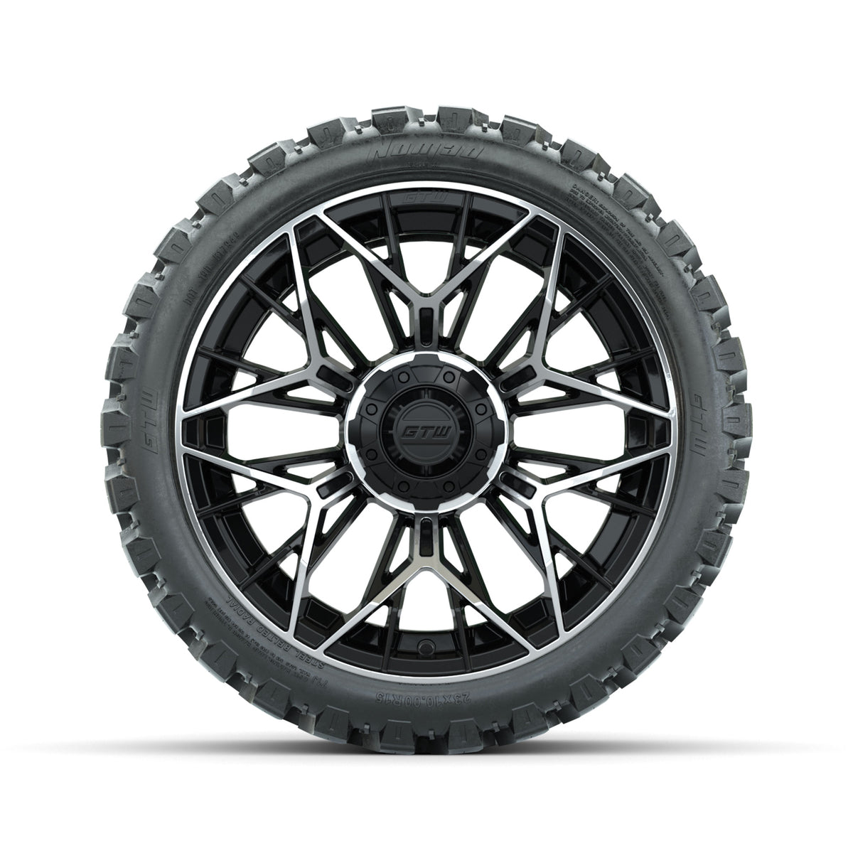 GTW Stellar Machined & Black 15" Wheels with 23x10-R15 Nomad All-Terrain Tires - Set of 4