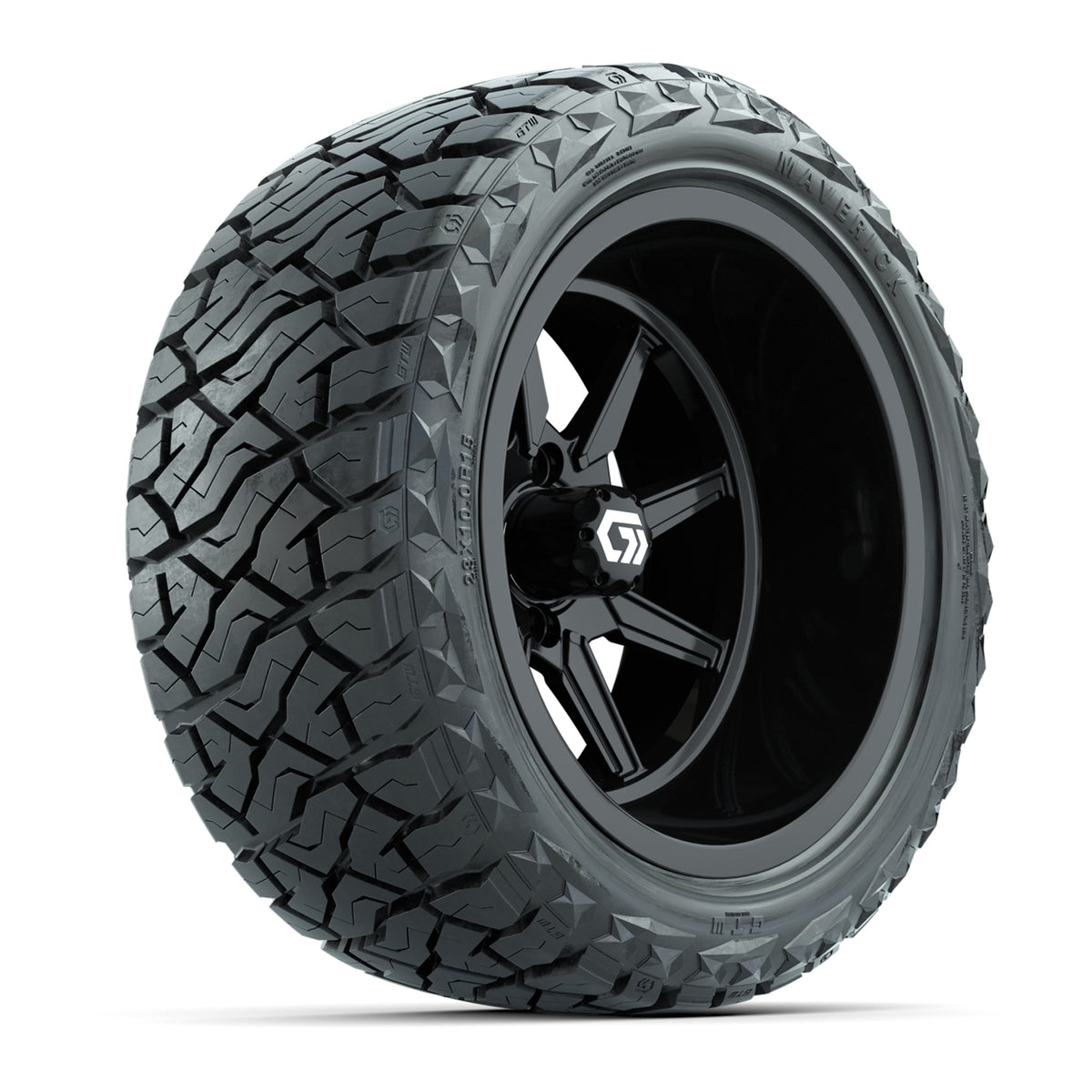 GTW Reaper Gloss Black 15" Deep Dish Wheels with 23X10-R15 Maverick Steel Belted Radial All-Terrain Tires - Full Set