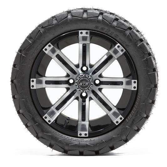 GTW Tempest 14" Black & Machined Wheels with 22" Timberwolf A/T Tires — Set of 4