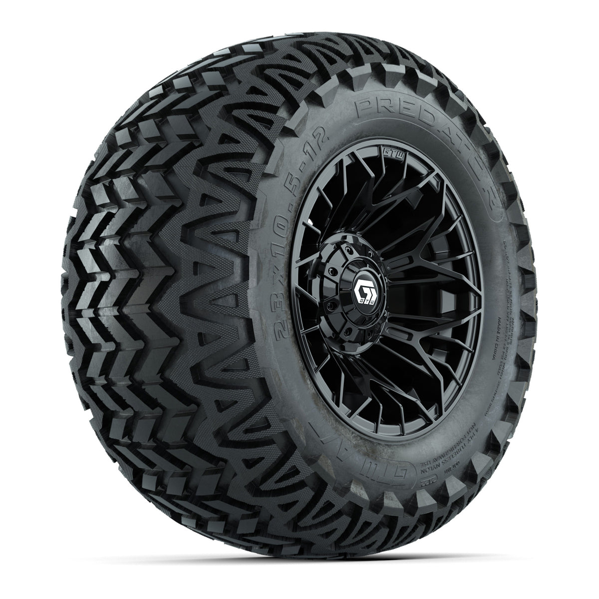 Set of (4) 12" GTW® Stellar Black Wheels with 23x10.5-12 Predator All-Terrain Tires