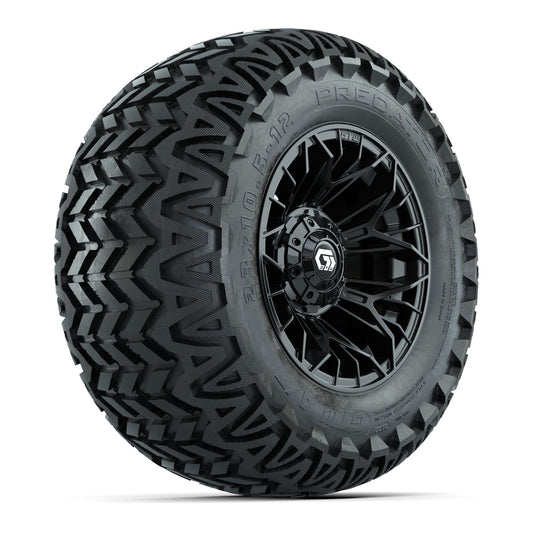 Set of (4) 12" GTW® Stellar Black Wheels with 23x10.5-12 Predator All-Terrain Tires