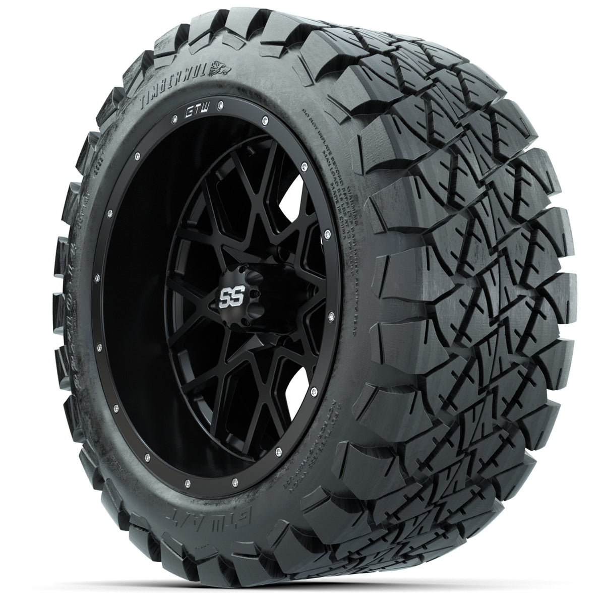 14" Matte Black Vortex  w/ 22 10 14 Timberwolf Hybrid Tire (set of 4)