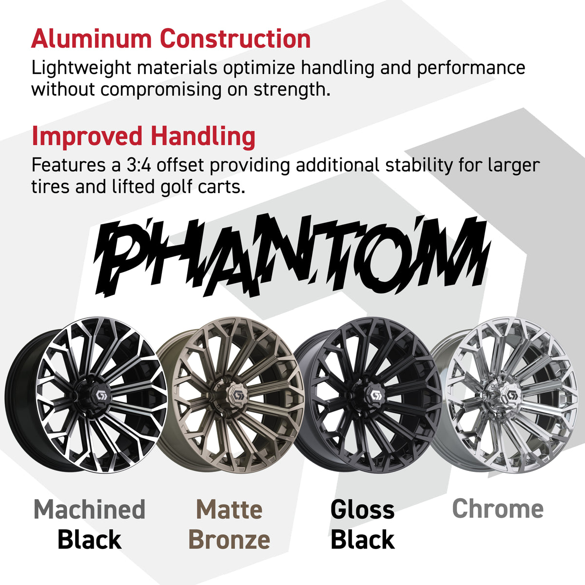 GTW® Phantom Chrome 16" Golf Cart Wheel - Single