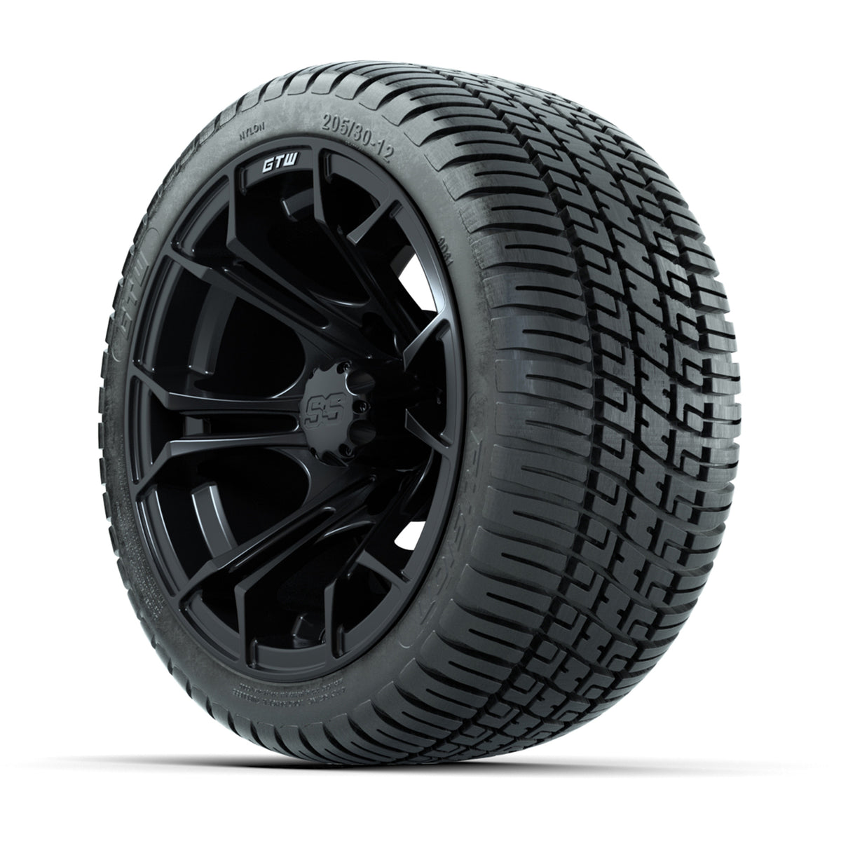 GTW Spyder 12" Matte Black Wheels with 18" Fusion DOT Street Tires — Set of 4