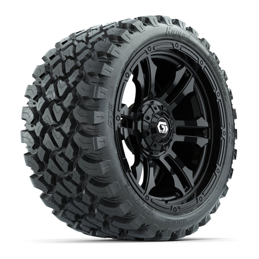 GTW Shogun Gloss Black 15" Wheels with 23x10-R15 Nomad All-Terrain Tires - Set of 4