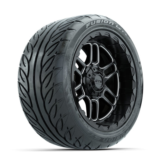 GTW Titan Machined/Black 14 in Wheels with 225/40-R14 Fusion GTR Street Tires Full Set