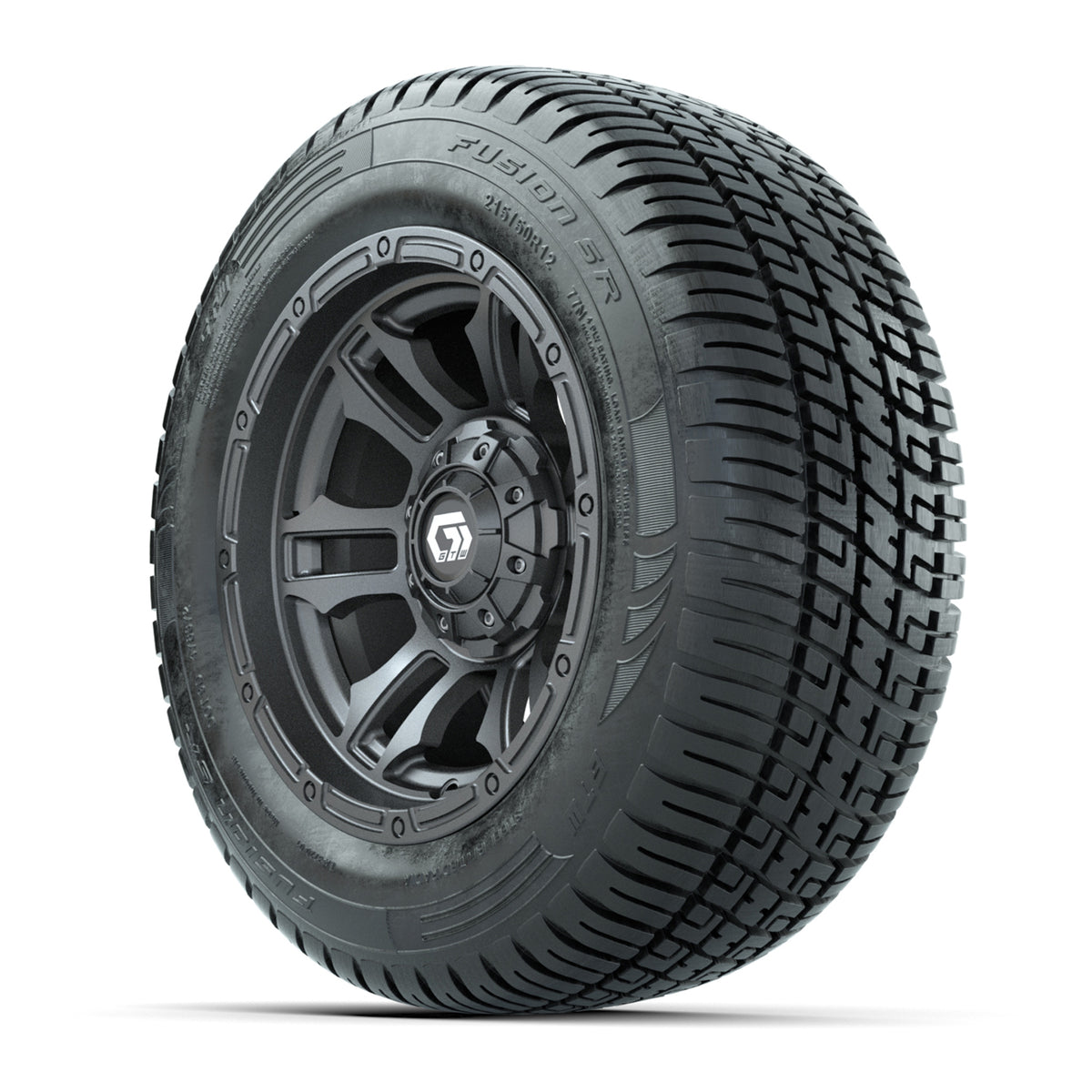 GTW® Shogun Gunmetal 12 in Wheels with 215/50-R12 Fusion S/R Steel Belt Radial Tires Full Set