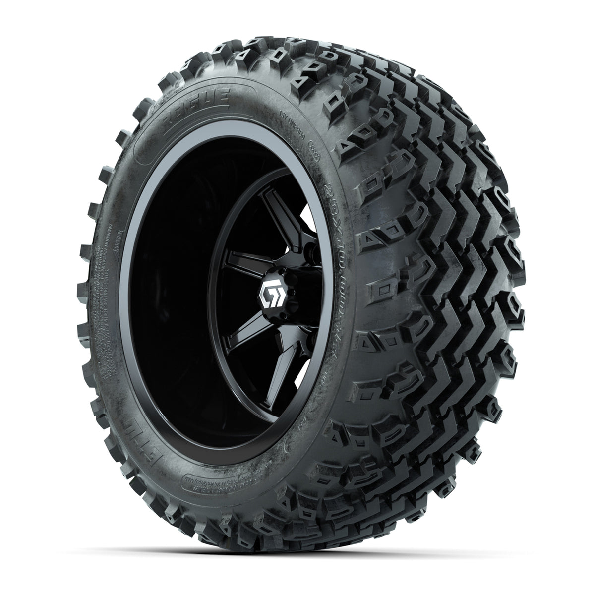 GTW Reaper Gloss Black 14" Golf Cart Wheels & 23X10-R14 Rogue A/T Tires – Set of 4