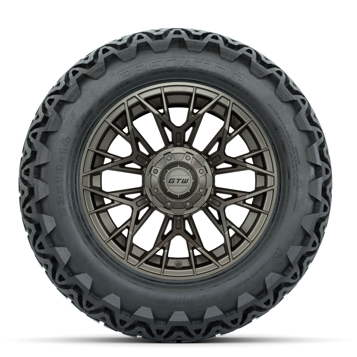 Set of (4) 14" GTW® Stellar Matte Bronze Wheels with 23x10-14 Predator All-Terrain Tires