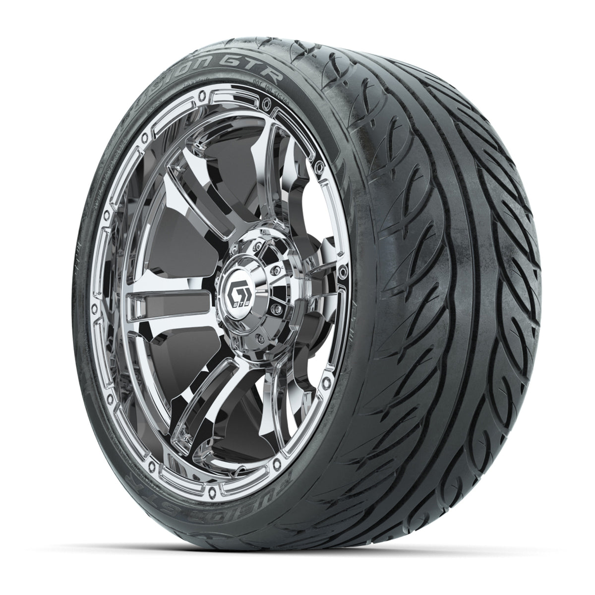 GTW® Shogun Chrome 15" Wheels with 215/40-R15 Fusion GTR Steel Belted Street Tires Full Set