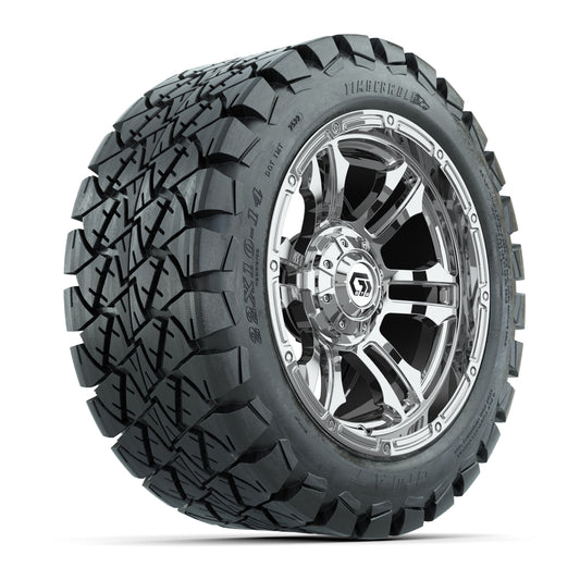 GTW® Shogun Chrome 14 in Wheels with 22x10-14 Timberwolf All-Terrain Tires Full Set