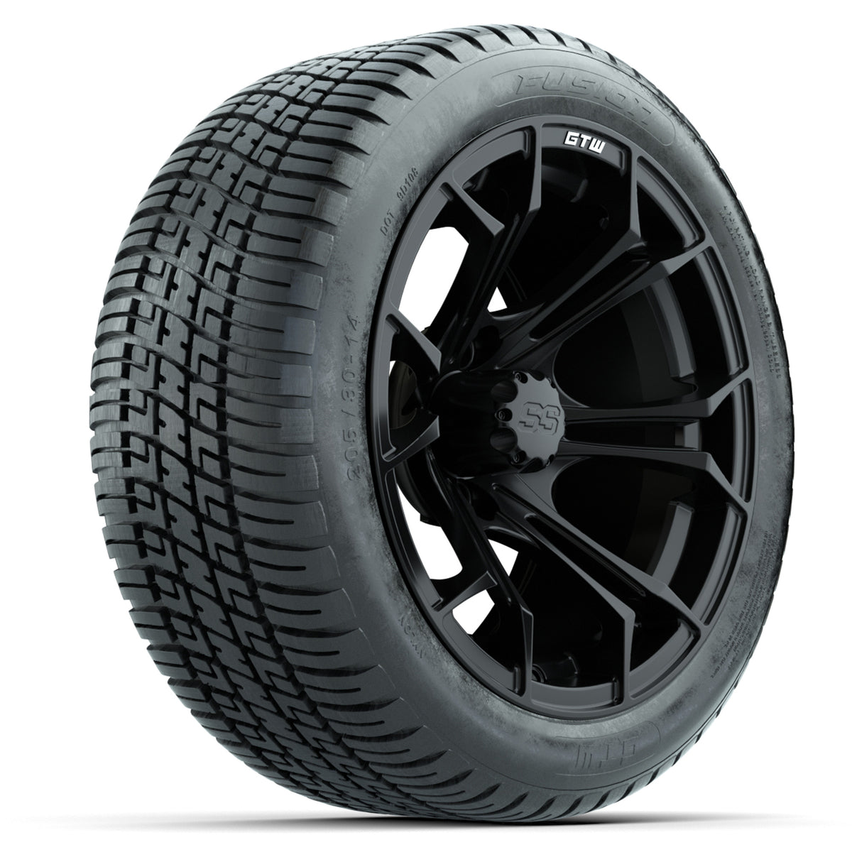 GTW Spyder Matte Black 14" Wheels with 205/30-14 Fusion Street Tires Full Set