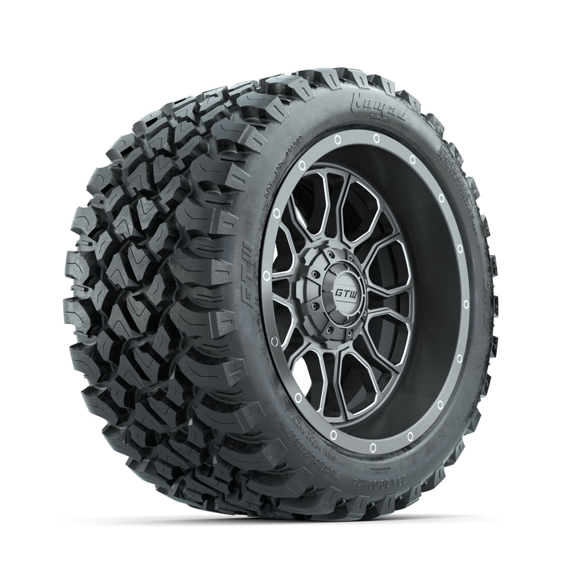 GTW Volt Gunmetal/Machined 14" Wheels with 23x10-R14 Nomad All Terrain Tires - Full Set