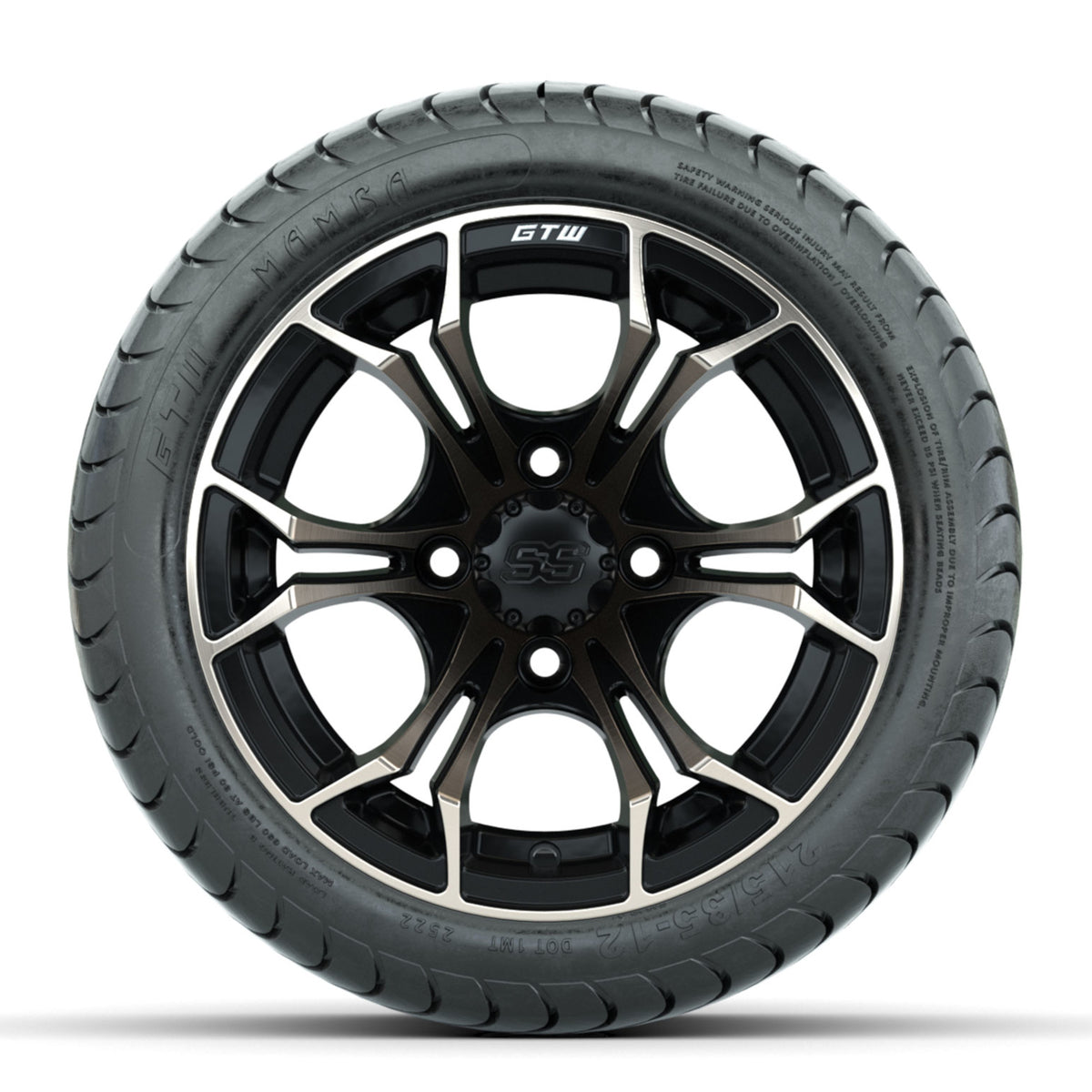 GTW Spyder Bronze/Matte Black 12" Wheels with 215/35-12 Mamba Street Tires Full Set