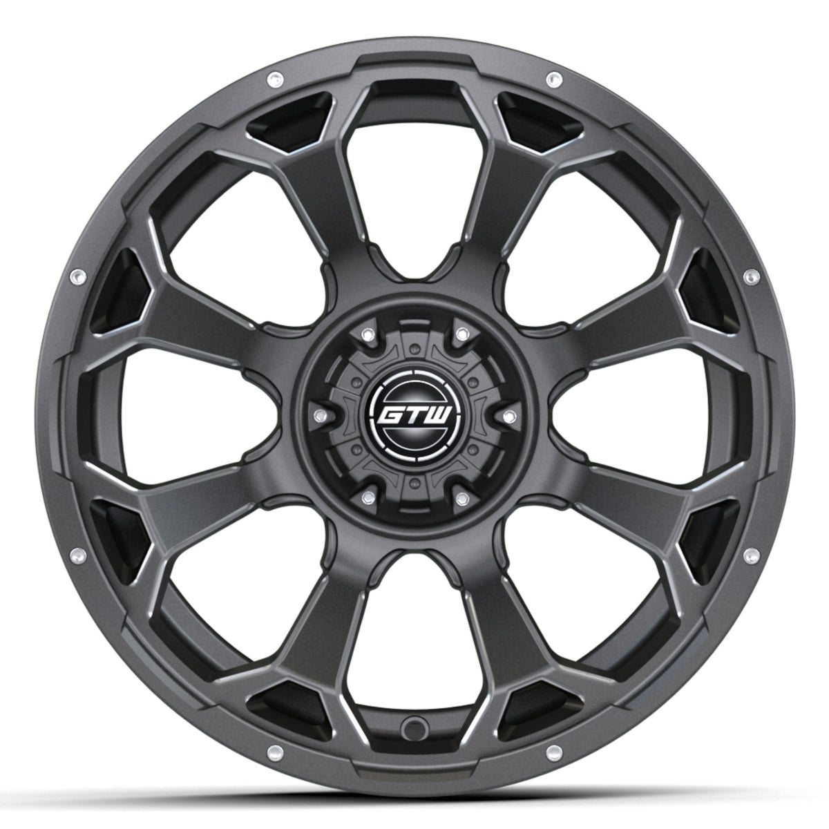 RAVEN WHEEL, 14X7, MATTE GRAY/BALL MILL