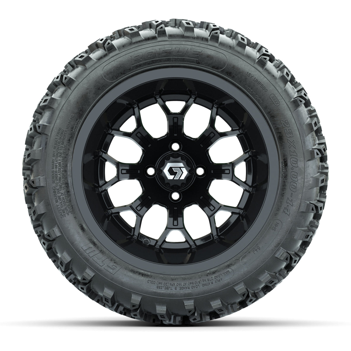 GTW® Assault Gloss Black 14" Wheels with 23X10-R14 Rogue All-Terrain Tires - Full Set