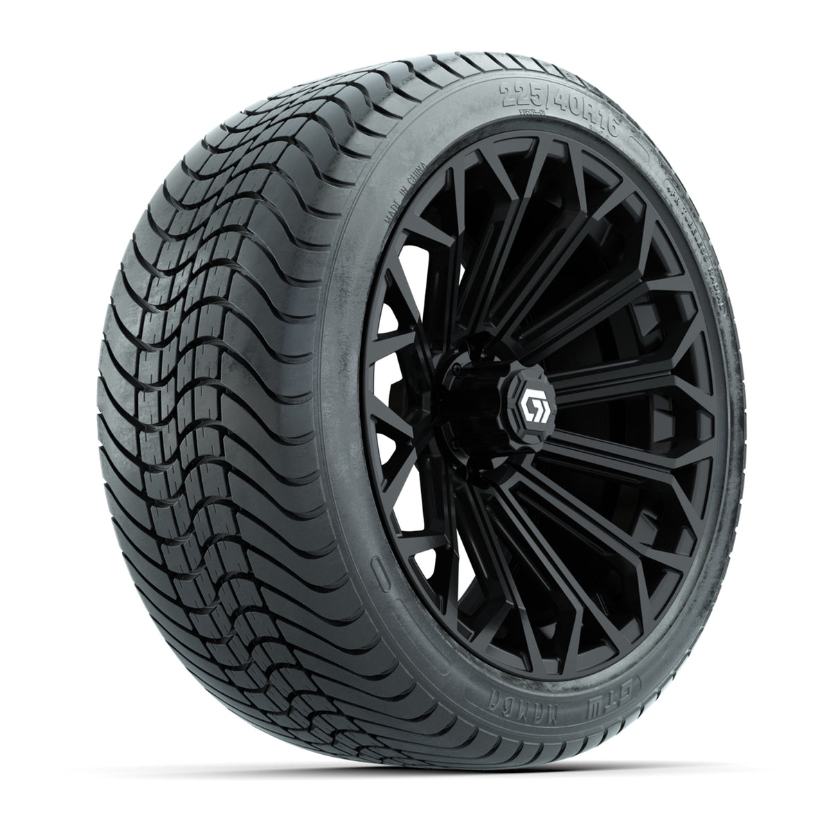 GTW® Phantom Gloss Black 16" Wheels with 225/40-R16 Mamba Street Tires - Full Set