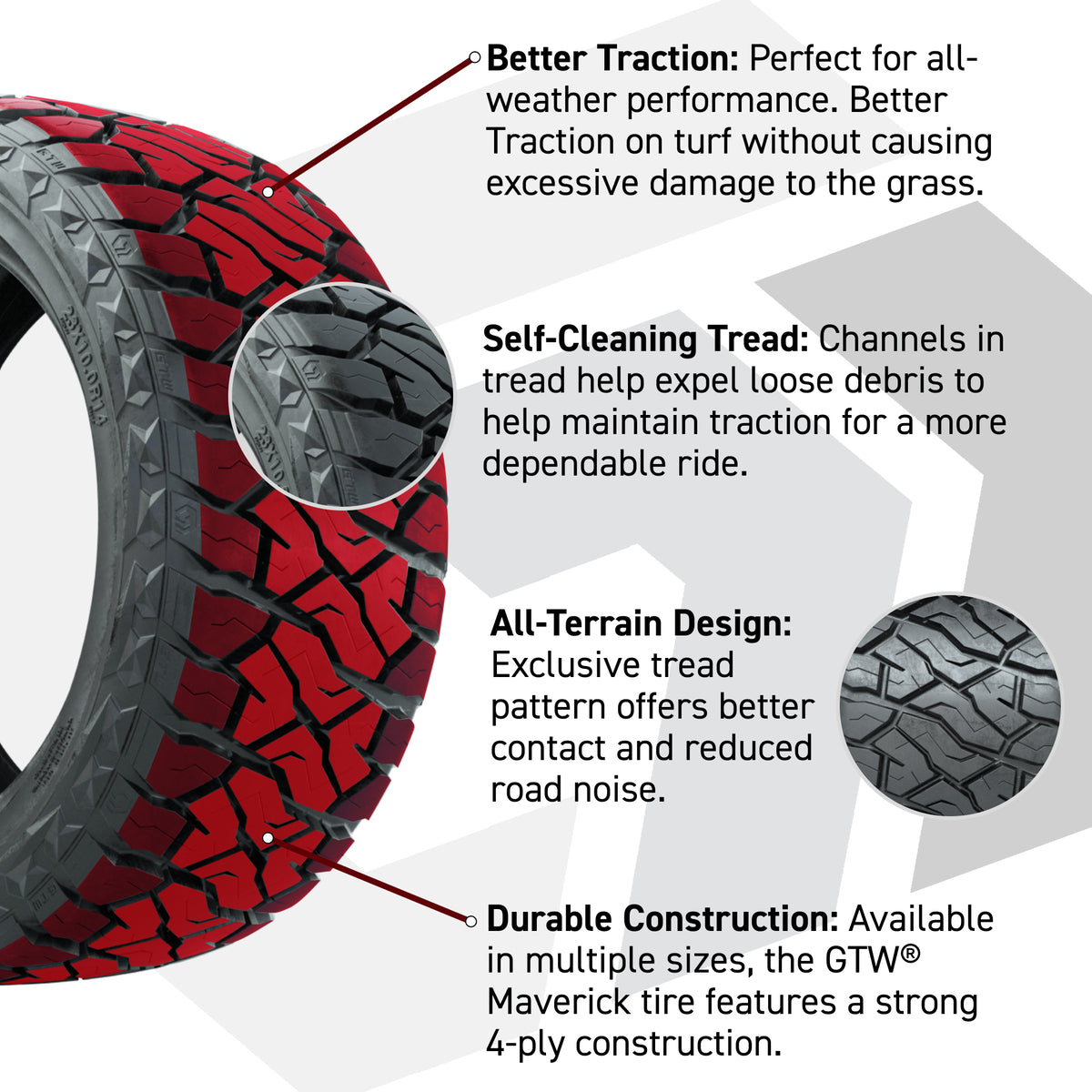 GTW Maverick Radial All Terrain Tire - 23x10R12 Hybrid Radial Tire