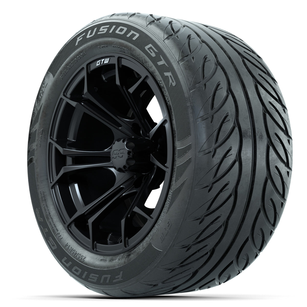 GTW Spyder Matte Black 14" Wheels & 255/45-R14 Fusion GTR Street Tires – Set of 4