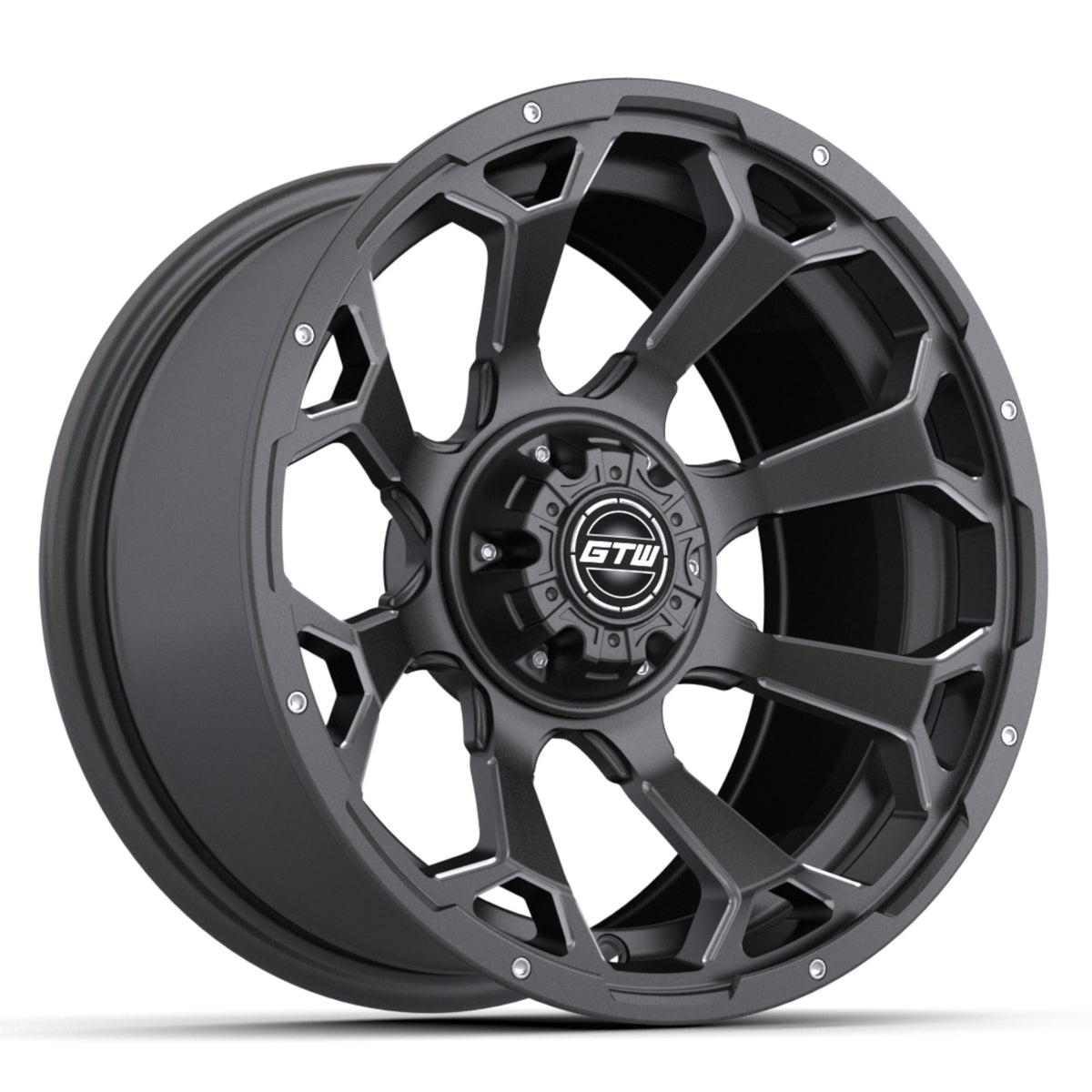 RAVEN WHEEL, 14X7, MATTE GRAY/BALL MILL
