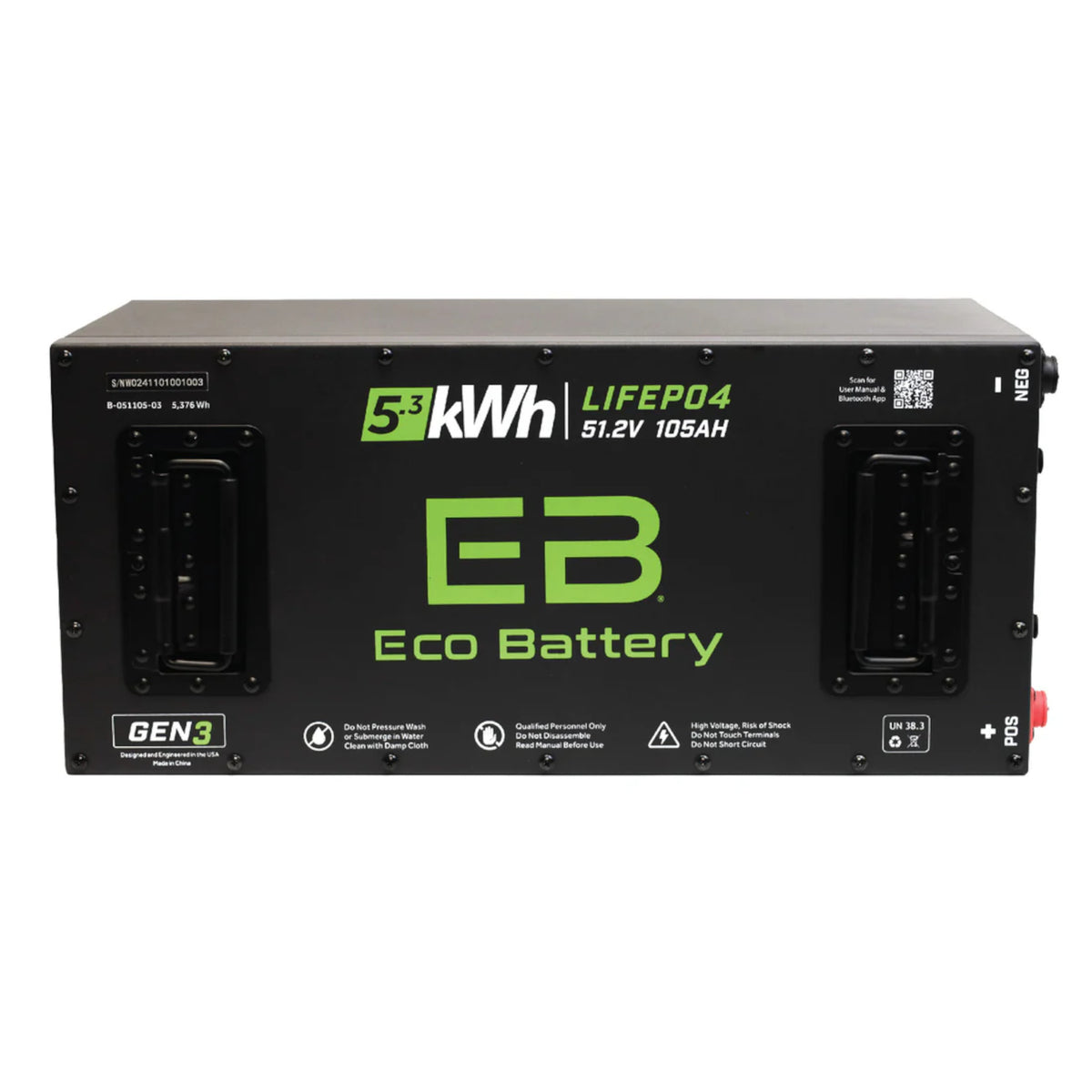 Eco Battery 51V 105Ah Lithium Golf Cart Battery Only - Skinny Style Gen3 (Battery Only, No Accessories)