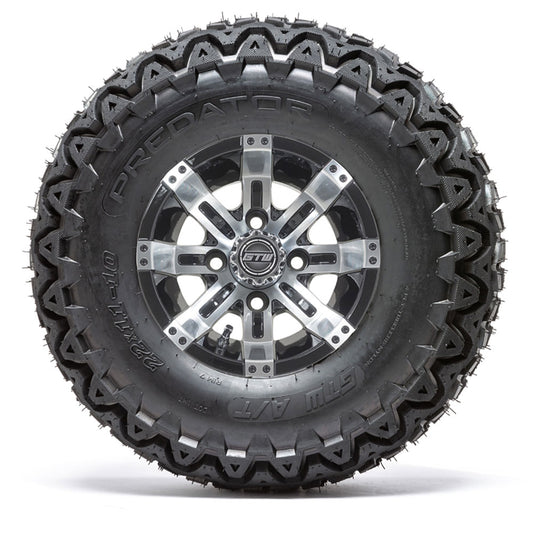 GTW Storm Trooper 10" Black & Machined Wheels with 22" Predator A/T Tires — Set of 4