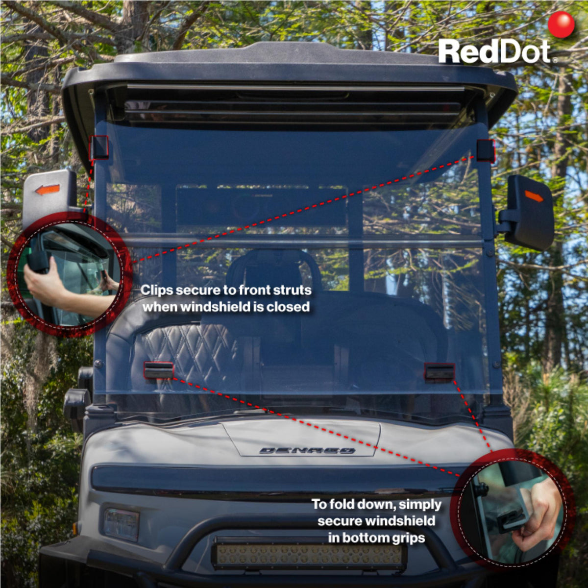 Denago Rover XL Clear Folding Windshield | 1/4" Acrylic | Made in USA