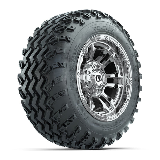 GTW® Shogun Chrome 12 in Wheels with 22x11.00-12 Rogue All-Terrain Tires Full Set