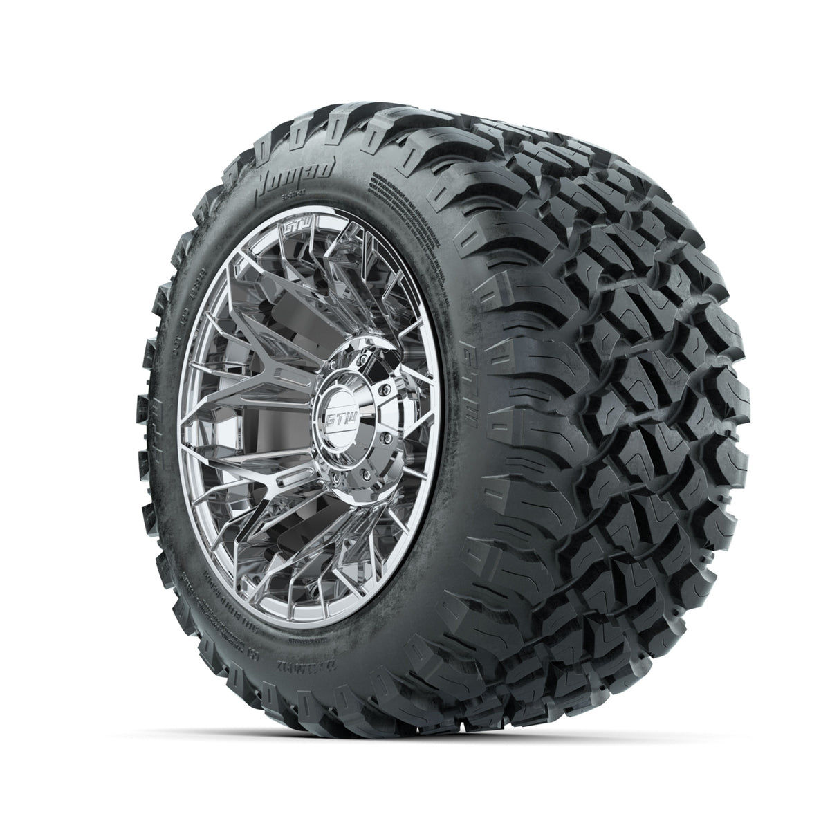 Set of (4) 12" GTW® Stellar Chrome Wheels with 22x11-R12 Nomad All-Terrain Tires