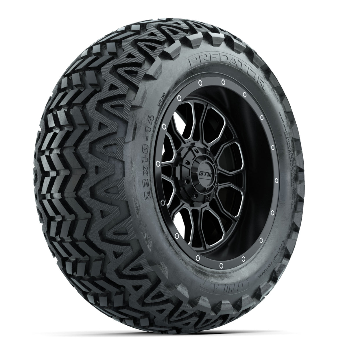 Set of (4) 14" GTW® Volt Machined & Black Wheels with 23x10-14 Predator All-Terrain Tires