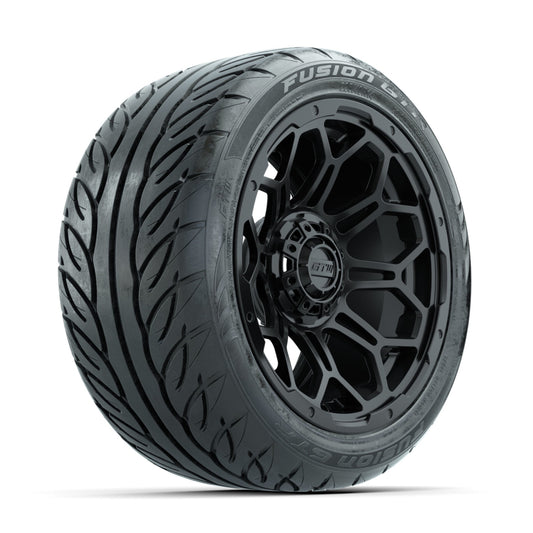 GTW Bravo Matte Black 14 in Wheels with 225/40-R14 Fusion GTR Street Tires Full Set