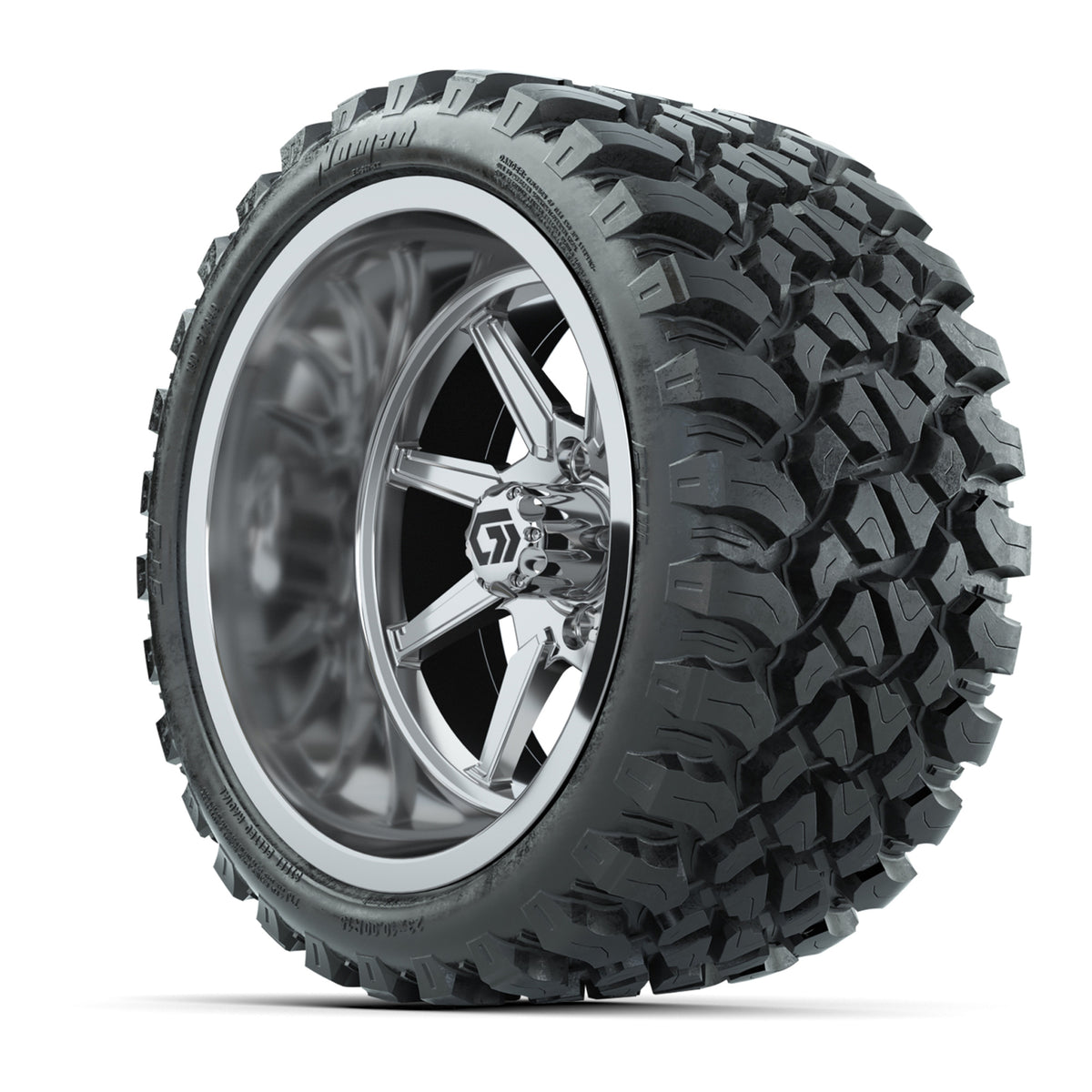 GTW® Reaper Chrome 15" Wheels with 23X10-R15 Nomad Steel Belted Radial All-Terrain Tires - Full Set