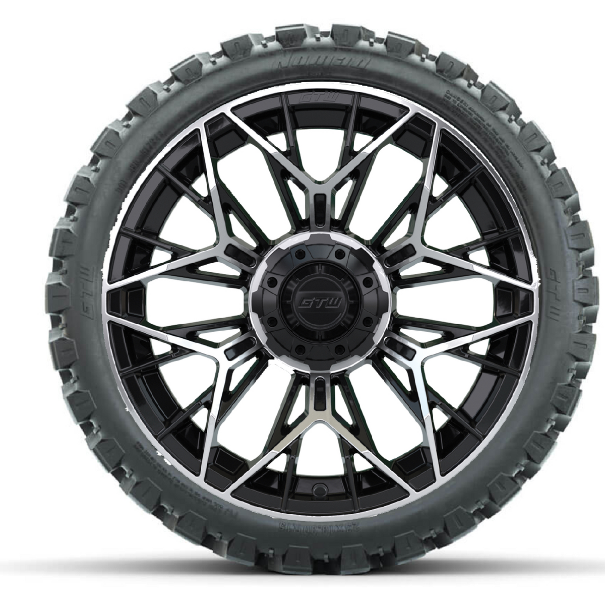 GTW Stellar Machined & Black 15" Wheels & 23x10-R15 Nomad All-Terrain Tires – Set of 4